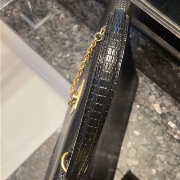 ❌SOLD❌Vintage CELINE lizard Kelly hand bag black gold - Picture 5 of 14